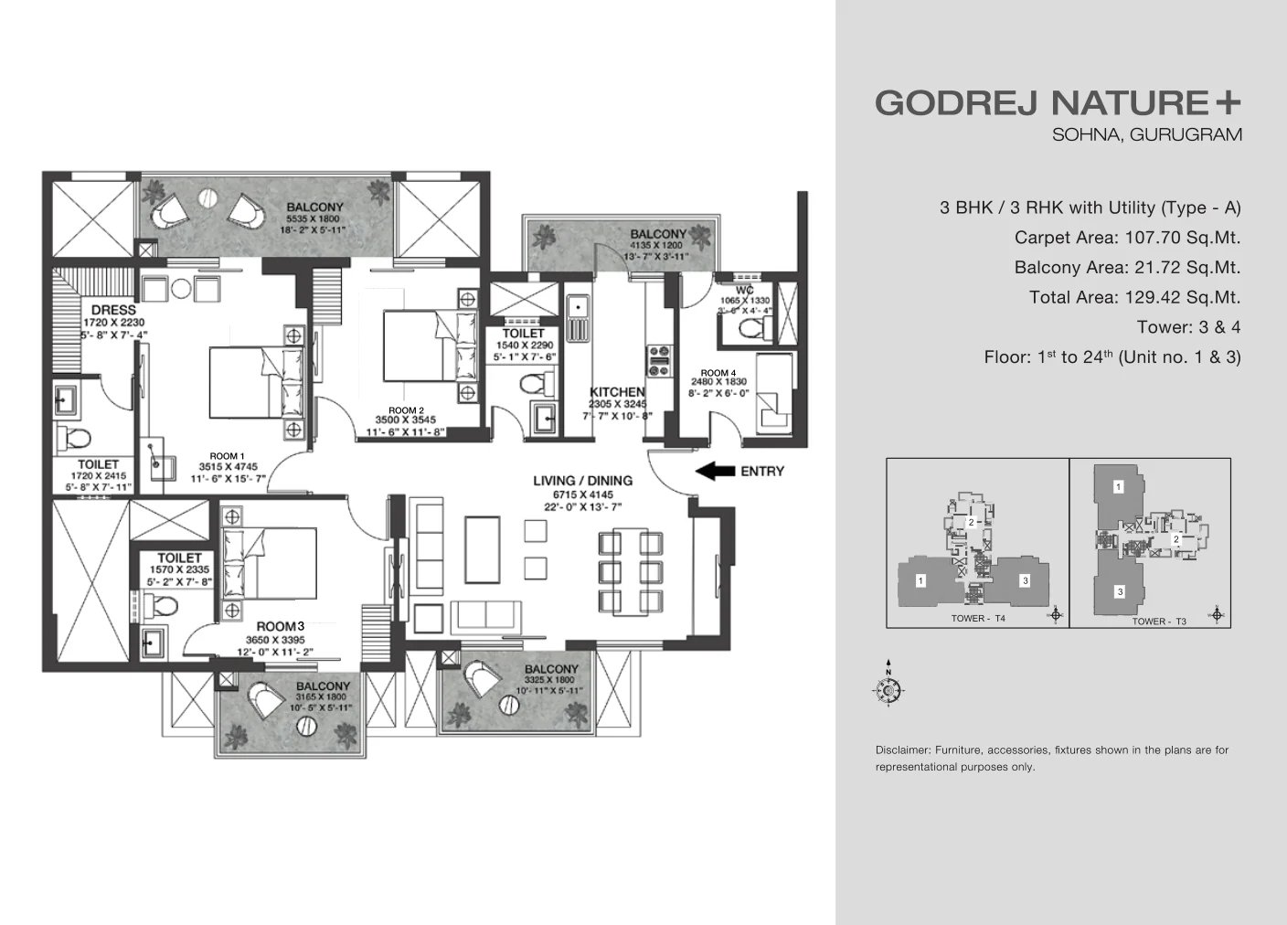 3 BHK Apartment Godrej Verano Sector 63A Gurgaon