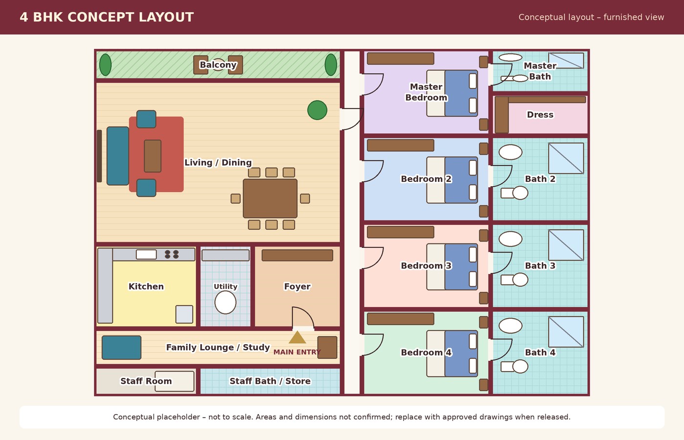 Concept 4 BHK floor plan