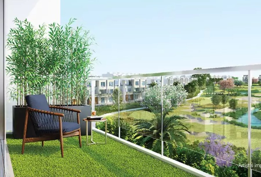 Private balcony with seating and green views – L&T Realty Sector 86 Gurgaon