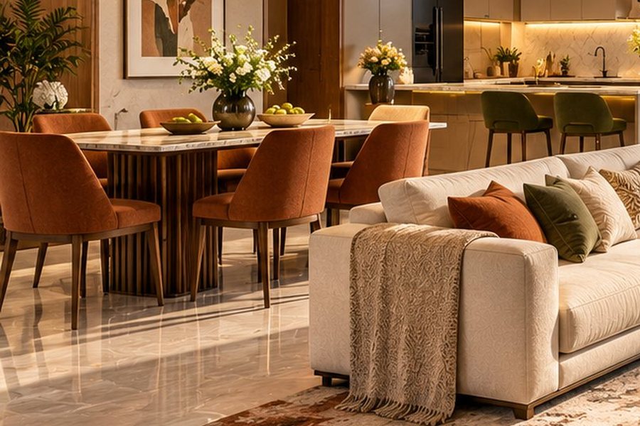 Open-plan dining area linked to the living room – L&T Realty Sector 86 Gurgaon