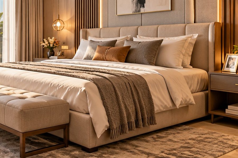 Master bedroom with large windows and skyline view – L&T Realty Sector 86 Gurgaon