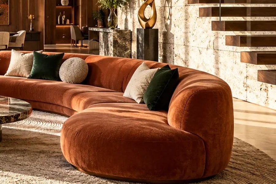 Feature sofa and lounge in a double-height living room – L&T Realty Sector 86 Gurgaon