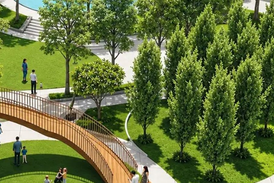 Garden court and water channel – L&T Realty Sector 86 Gurgaon