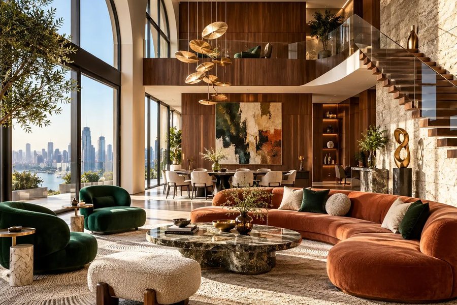 Spacious double-height living room with city views – L&T Realty Sector 86 Gurgaon
