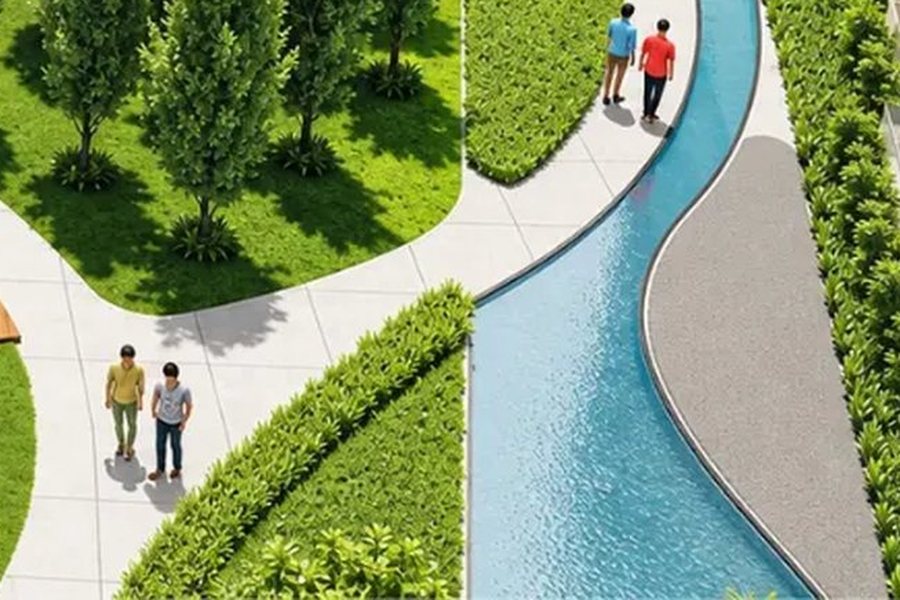 Green courts and water channels – calm setting – L&T Realty Sector 86 Gurgaon