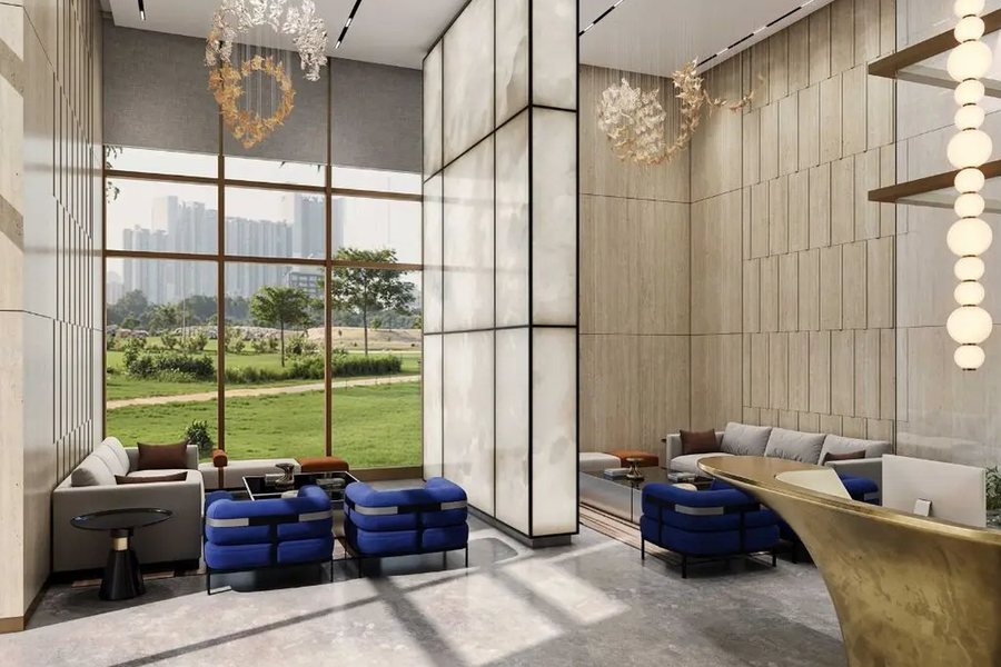 Residents’ lobby with garden views – everyday convenience – L&T Realty Sector 86 Gurgaon