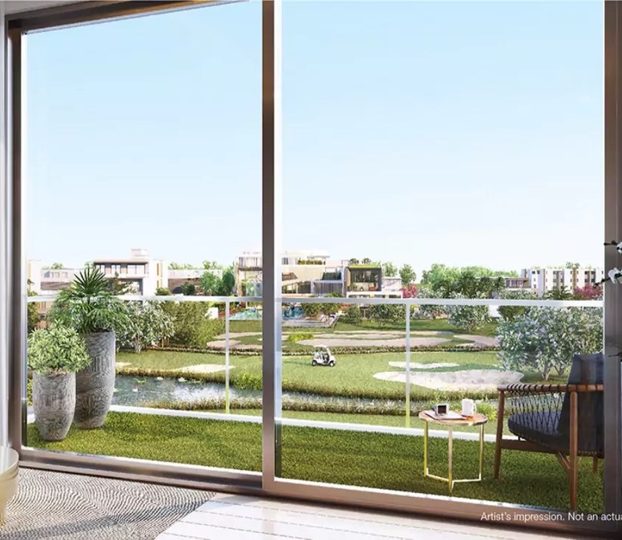 Garden-facing sliding window and balcony seating – L&T Realty Sector 86 Gurgaon