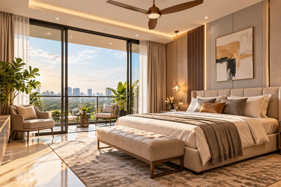 Master bedroom with skyline view – base sale value – L&T Realty Sector 86 Gurgaon