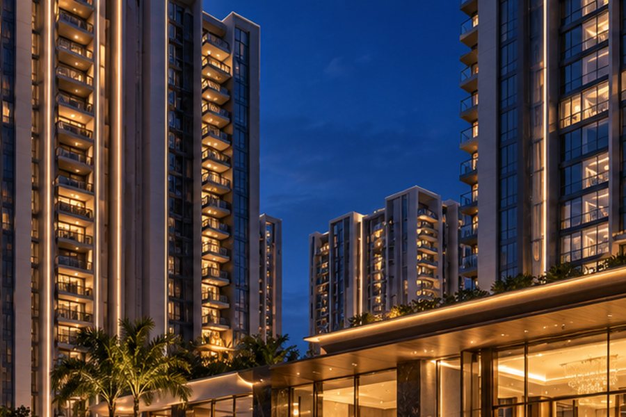 L&T Realty Sector 86 Gurgaon premium towers at dusk