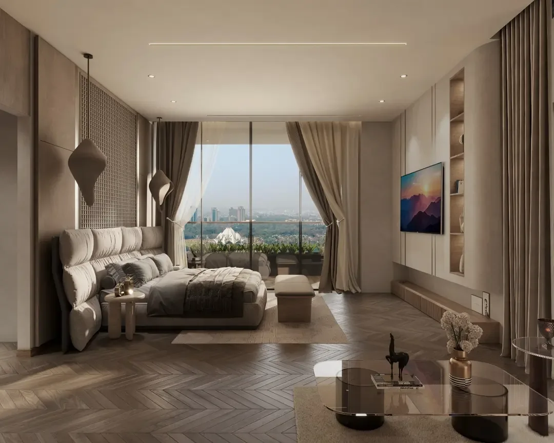 Premium master bedroom with city views at Prestige Sector 109